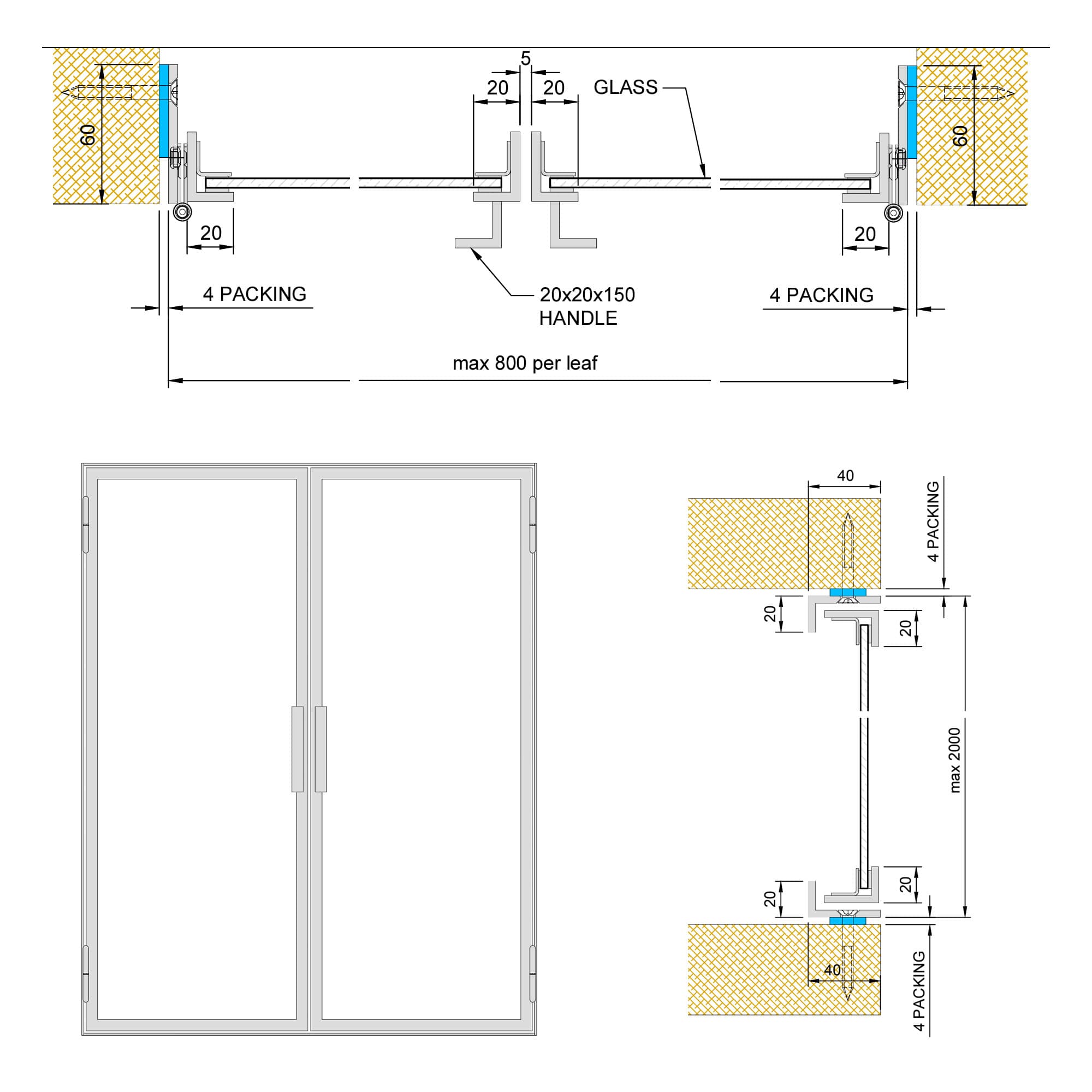 steel glazed cabinet technical drawings - Envo