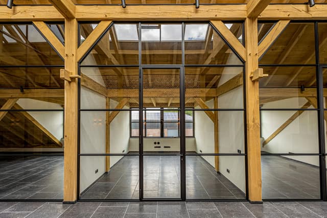 steel glazed doors in an office